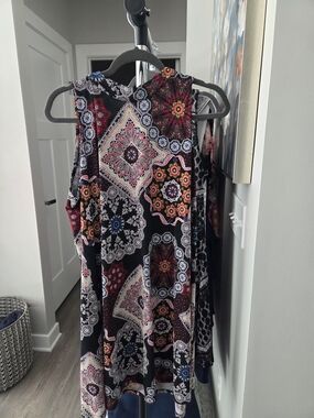 Black Multicolor Boho Medallion Print Sleeveless Dress